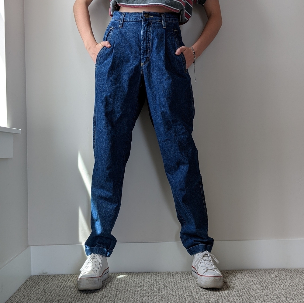 Loose Pleated High Waist Jeans